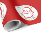 サンタが赤いクリスマスプレゼントを届けることを承認 ラッピングペーパー (ロールコーナー)