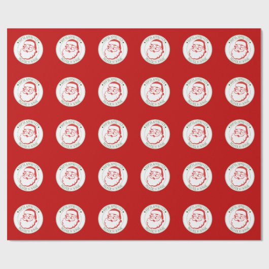 サンタが赤いクリスマスプレゼントを届けることを承認 ラッピングペーパー (フラット)