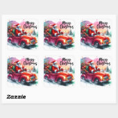 サンタが車をクラシック運転するプレゼント スクエアシール (シート)