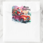 サンタが車をクラシック運転するプレゼント スクエアシール (バッグ)
