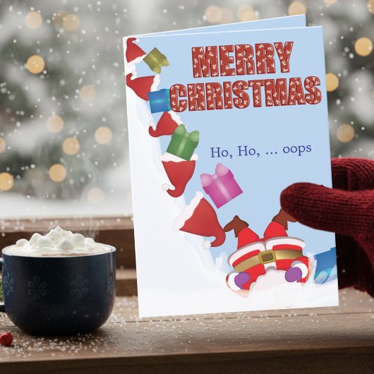 サンタが転んだ!クリスマス折りたたみカード シーズンカード
