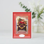 サンタが退役軍人車を運転する シーズンポストカード (スタンド正面)