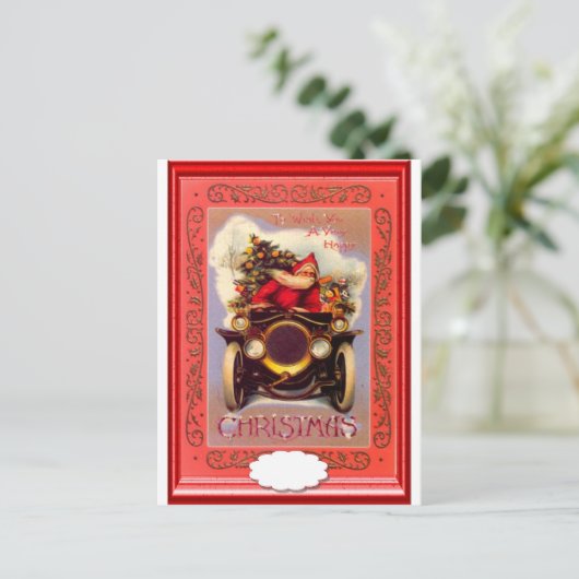 サンタが退役軍人車を運転する シーズンポストカード (スタンド正面)