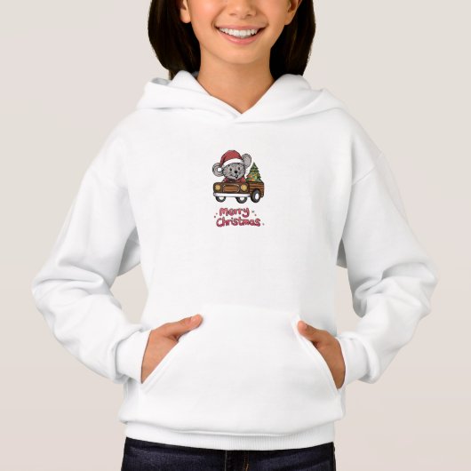 サンタが運転するクリスマストラック キッズTシャツ フーディー (正面)