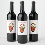 サンタが酒を持ってやってくる クリスマス ワインラベル (ボトル)
