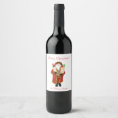 サンタが酒を持ってやってくる クリスマス ワインラベル (正面)