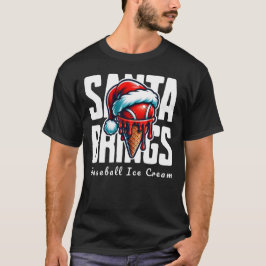 サンタが野球アイスクリームを持ってくる Tシャツ