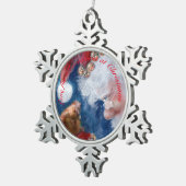 サンタが野生動物を愛する スノーフレークピューターオーナメント (右)