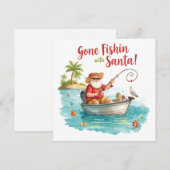 サンタが釣りを楽しむクリスマス休暇 シーズンカード (正面/裏面)