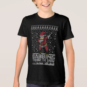 サンタが雪の中をダビングおもしろい トライブレンドTシャツ