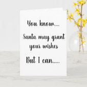 **サンタが願いを叶える – 私は与えあなたのキス** カード (黄色い花)