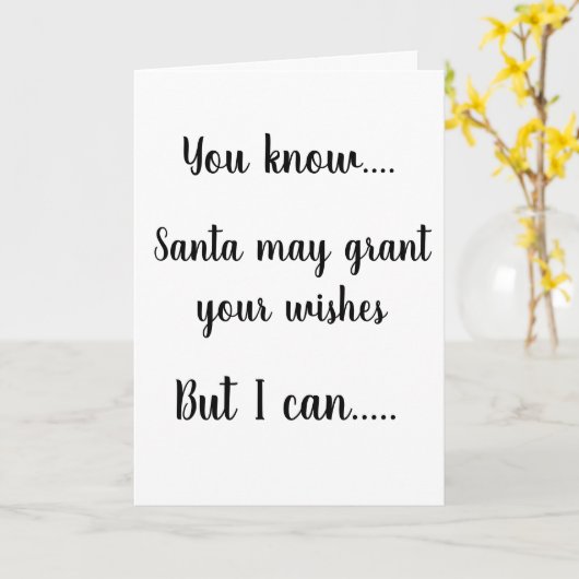 **サンタが願いを叶える – 私は与えあなたのキス** カード (黄色い花)