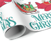 サンタが飛行機を飛ばす、プレゼント満載のスレード、クリスマス ラッピングペーパー (ロールコーナー)