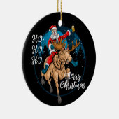 サンタが飲むビールとトナカイに乗る セラミックオーナメント (右)