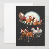 サンタが馬に乗る 馬のそり 乗馬スタイル 招待状 (正面/裏面)