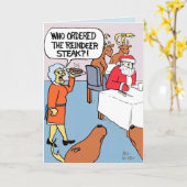 サンタが鹿肉のステーキを注文する カード (黄色い花)
