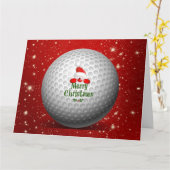 サンタが1年中ゴルフを好む カード (黄色い花)