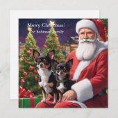 サンタが2つのチワワの店を保持 シーズンカード (正面/裏面)