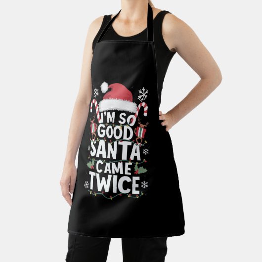 サンタが2回のクリスマス来には本当に良い エプロン (インサイチュ)