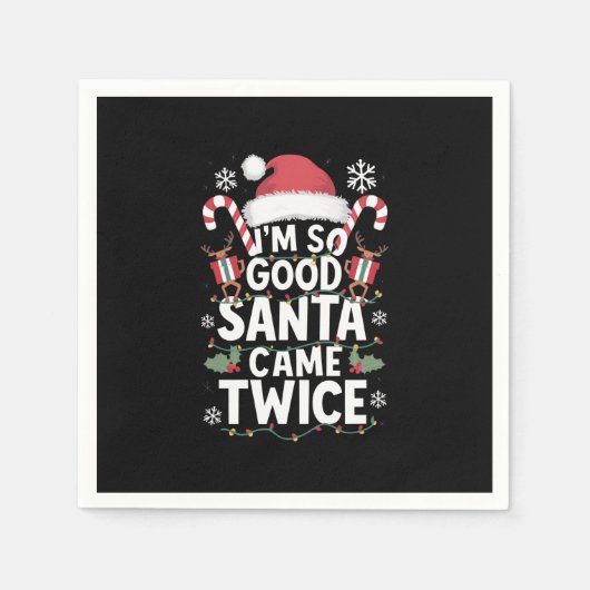 サンタが2回のクリスマス来には本当に良い スタンダードカクテルナプキン (正面)
