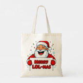 サンタが“MERRY LOL-MAS”のサインを持っている トートバッグ (裏面)