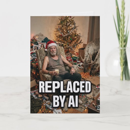 サンタがAIに置き換えられてクビ寸前!おもしろクリスマスカード カード (正面)