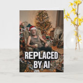サンタがAIに置き換えられてクビ寸前!おもしろクリスマスカード カード (黄色い花)