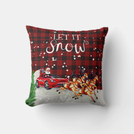 サンタがREDスポーツカードクリスマスデコールを運転 クッション