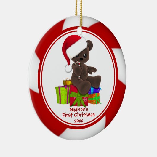 サンタくまのベビーの初めてのクリスマスのオーナメント セラミックオーナメント (右)