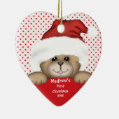 サンタくまのベビーの初めてのクリスマスのオーナメント セラミックオーナメント (右)