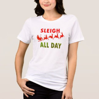 サンタことわざスリー一日中かわいい女性クリスマス トライブレンドTシャツ