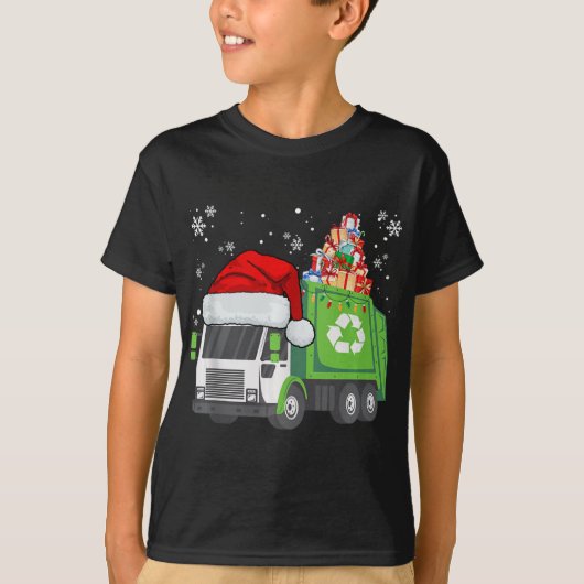 サンタごみトラック運のクリスマスファミリーマック Tシャツ (正面)