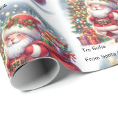 サンタさんからかわいい子どもの名前クリスマス転が ラッピングペーパー (ロールコーナー)