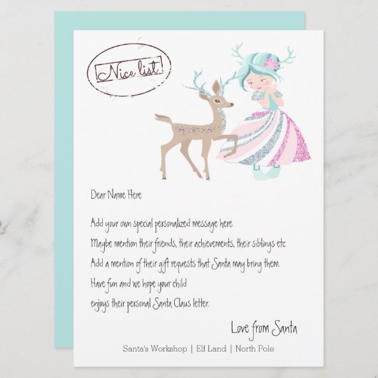 サンタさんからのトナカイパーソナライズされたア シーズンカード (正面/裏面)