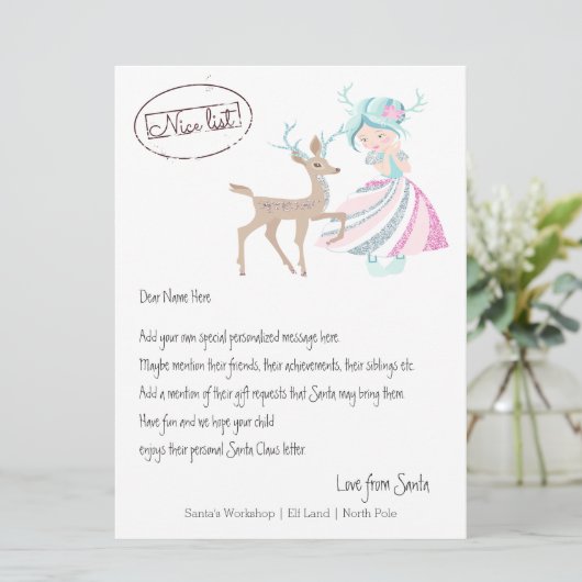 サンタさんからのトナカイパーソナライズされたア シーズンカード (スタンド正面)