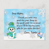 サンタさんからのポストカード：かわいい雪だるま シーズンポストカード (正面)