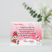 サンタさんからのポストカード:かわいい雪だるま シーズンポストカード (スタンド正面)