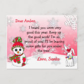 サンタさんからのポストカード:かわいい雪だるま シーズンポストカード (正面)