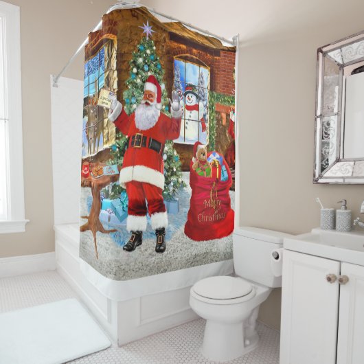 サンタさんからのメリークリスマス シャワーカーテン (インサイチュ)