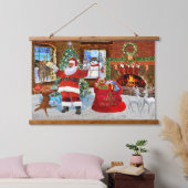 サンタさんからのメリークリスマス 吊り下げ型タペストリー (寝室)