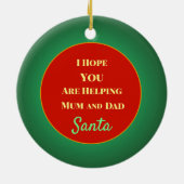サンタさんからのメリークリスマス"賄賂クリスマスオーナメント セラミックオーナメント (裏面)