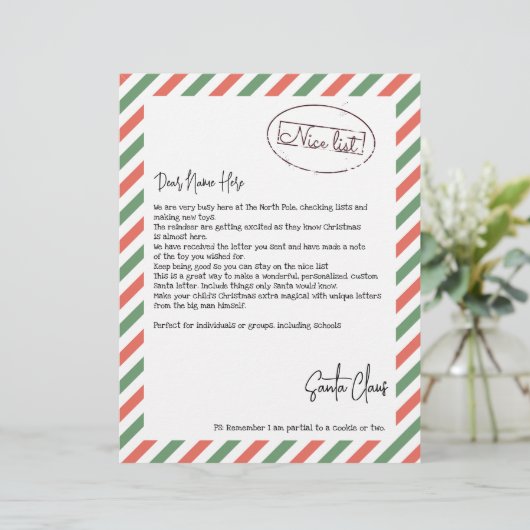 サンタさんからの素敵なリストパーソナライズされたレター (スタンド正面)