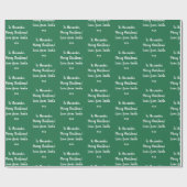 サンタさんからの緑パーソナライズされたのメリークリスマスラブ ラッピングペーパー (フラット)