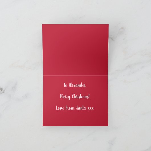 サンタさんからの赤いメリークリスマスラブパーソナライズされた シーズンカード (内部)