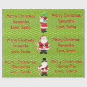 サンタさんからパーソナライズされたの可愛いサンタメリークリスマス ラッピングペーパー (フラット)