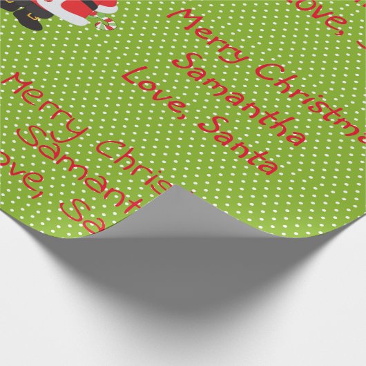 サンタさんからパーソナライズされたの可愛いサンタメリークリスマス ラッピングペーパー (角)