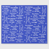 サンタさんから贈り物の青い包みでお子様の名前|過去記事 ラッピングペーパー (フラット)