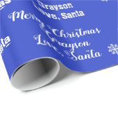 サンタさんから贈り物の青い包みでお子様の名前|過去記事 ラッピングペーパー (ロールコーナー)