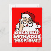 サンタさんから靴下を脱いで出て行く シーズンポストカード (正面/裏面)