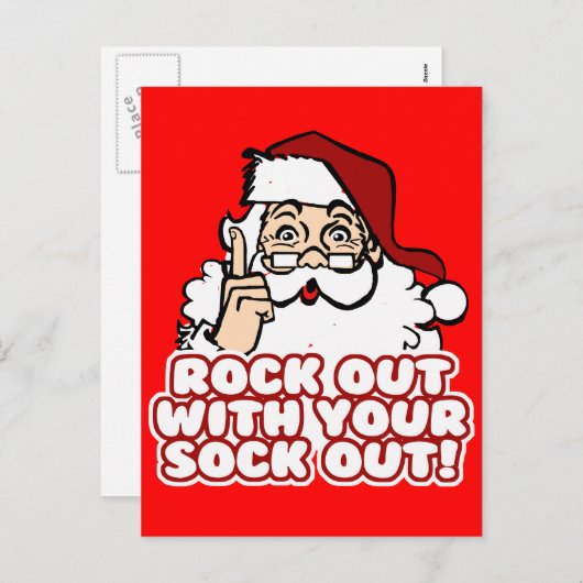 サンタさんから靴下を脱いで出て行く シーズンポストカード (正面/裏面)